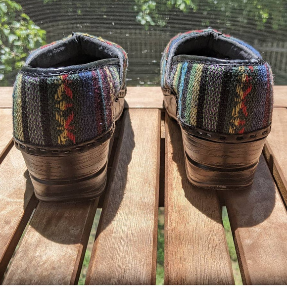 Bjorndal Women Clogs Ally Tribal Blanket Woven Fabric Striped Tapestry Size 7.5 - Picture 5 of 8